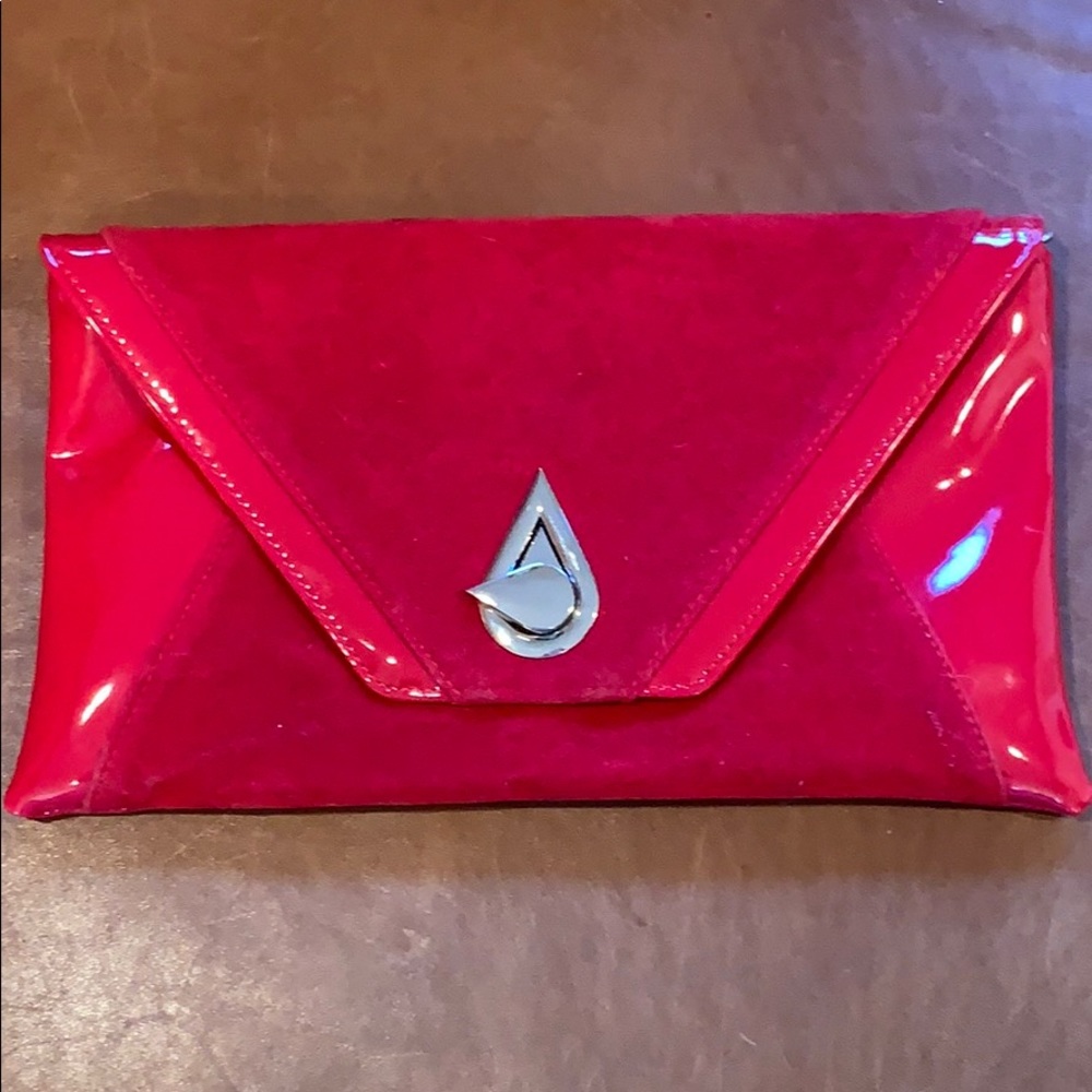 Beautiful Italian red leather clutch